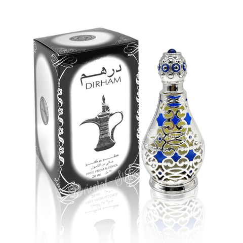 Front view of Ard Al Zaafaran Dirham Perfume Oil 20ML bottle, a concentrated perfume oil with a fresh and vital scent.