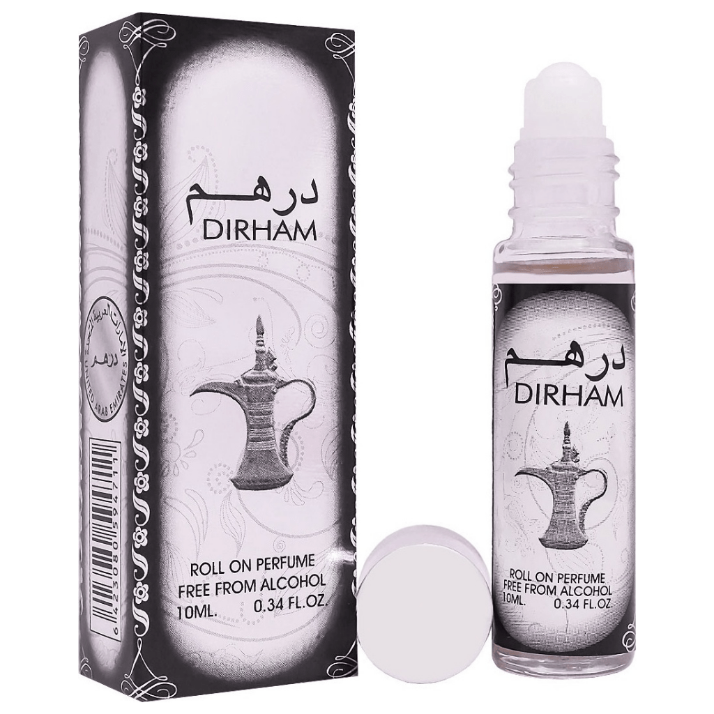 Ard Al Zaafaran Dirham Roll-On Perfume Oil 10ml, concentrated perfume oil for men and women, long-lasting fragrance in a compact bottle.