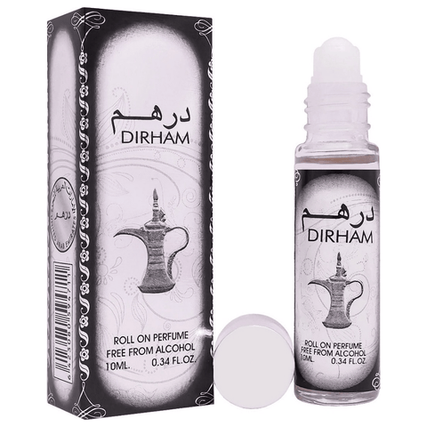 Ard Al Zaafaran Dirham Roll-On Perfume Oil 10ml, concentrated perfume oil for men and women, long-lasting fragrance in a compact bottle.