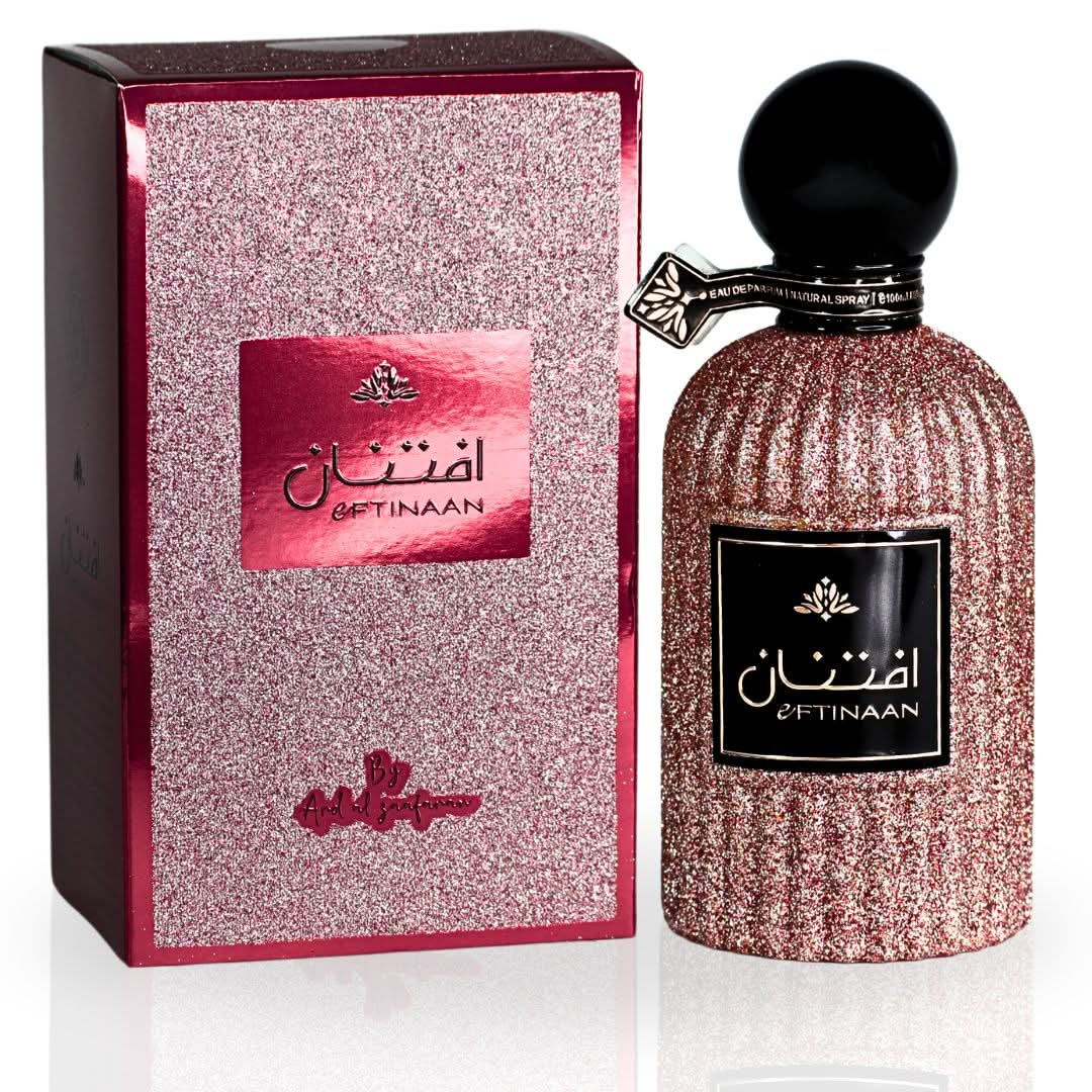 Eftinaan Eau de Parfum spray by Ard Al Zaafaran in 100ml bottle with packaging, featuring elegant design and branding.