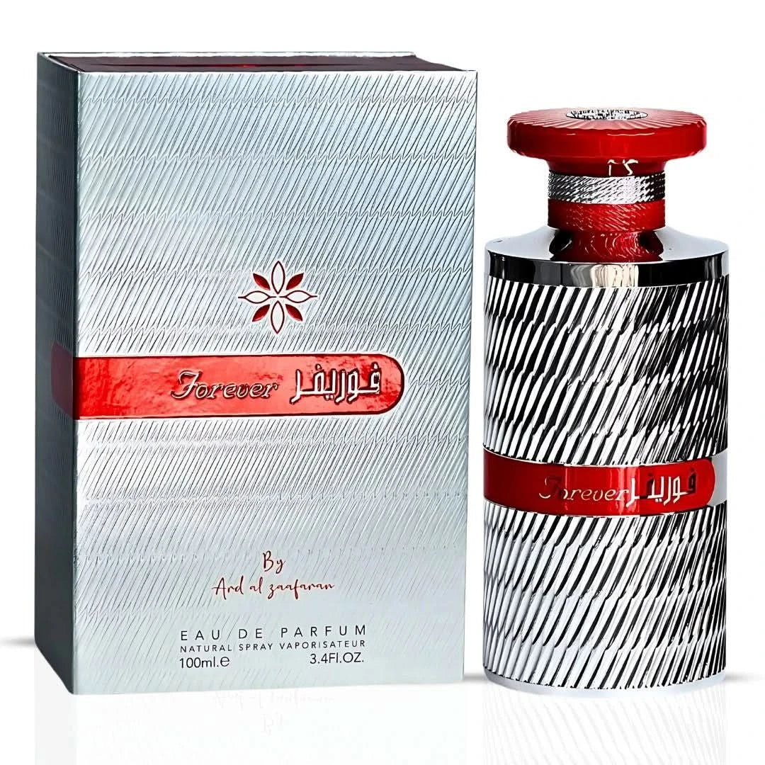 Bundle of Ard Al Zaafaran Fidetak Ya Roohi Pink, Eftinaan & Forever Silver Eau de Parfum sprays 100ml featuring colorful bottles.