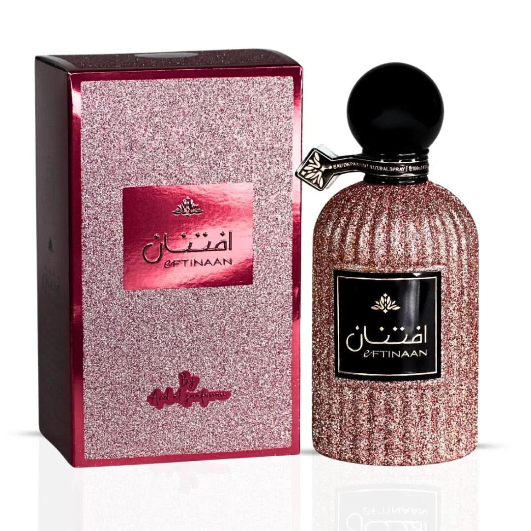 Bundle of Ard Al Zaafaran Fidetak Ya Roohi Pink, Eftinaan & Forever Silver Eau de Parfum sprays in 100ml bottles, featuring floral and fresh scents.
