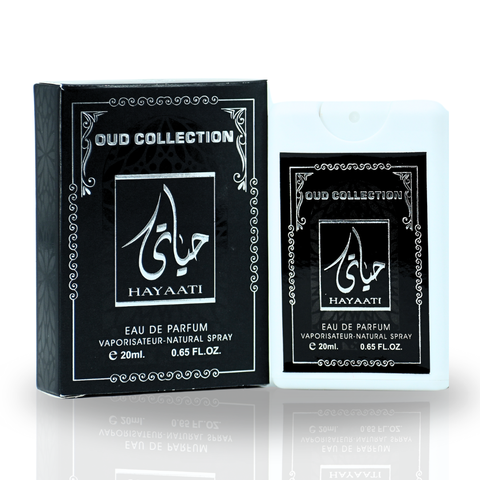 Sample image of Ard Al Zaafaran Hayaati Eau de Parfum spray 20ml bottle, showcasing the elegant perfume bottle.