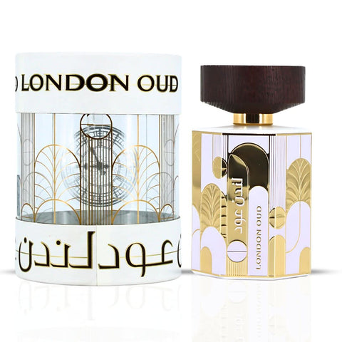 London Oud Eau de Parfum Spray by Ard Al Zaafaran in a 100ml bottle, featuring a luxurious oud and floral fragrance.