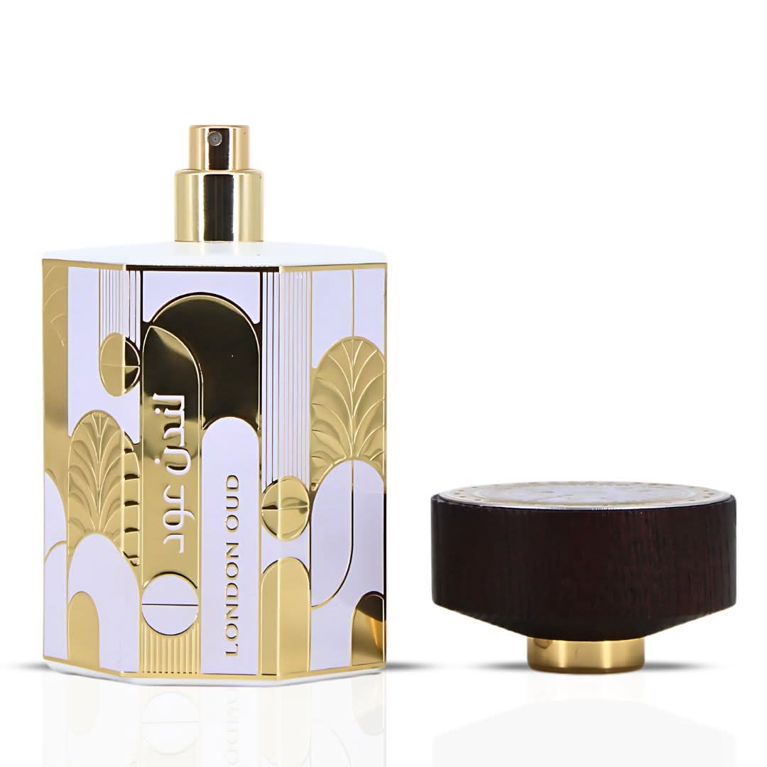 London Oud Eau de Parfum Spray by Ard Al Zaafaran, 100ml bottle, featuring a sleek glass design with a decorative cap.