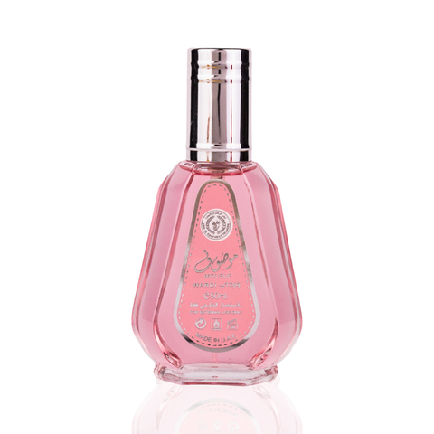 Ard Al Zaafaran Mousuf Wardi Eau de Parfum spray 50ml bottle, featuring elegant packaging and floral, woody scent accents.