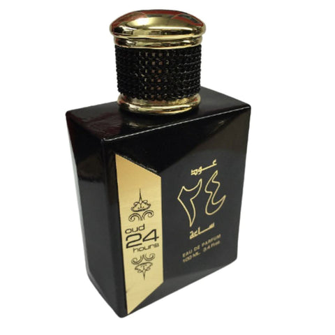 Ard Al Zaafaran Oud 24 Hours Eau de Parfum spray 100ml bottle with floral accents and elegant design.