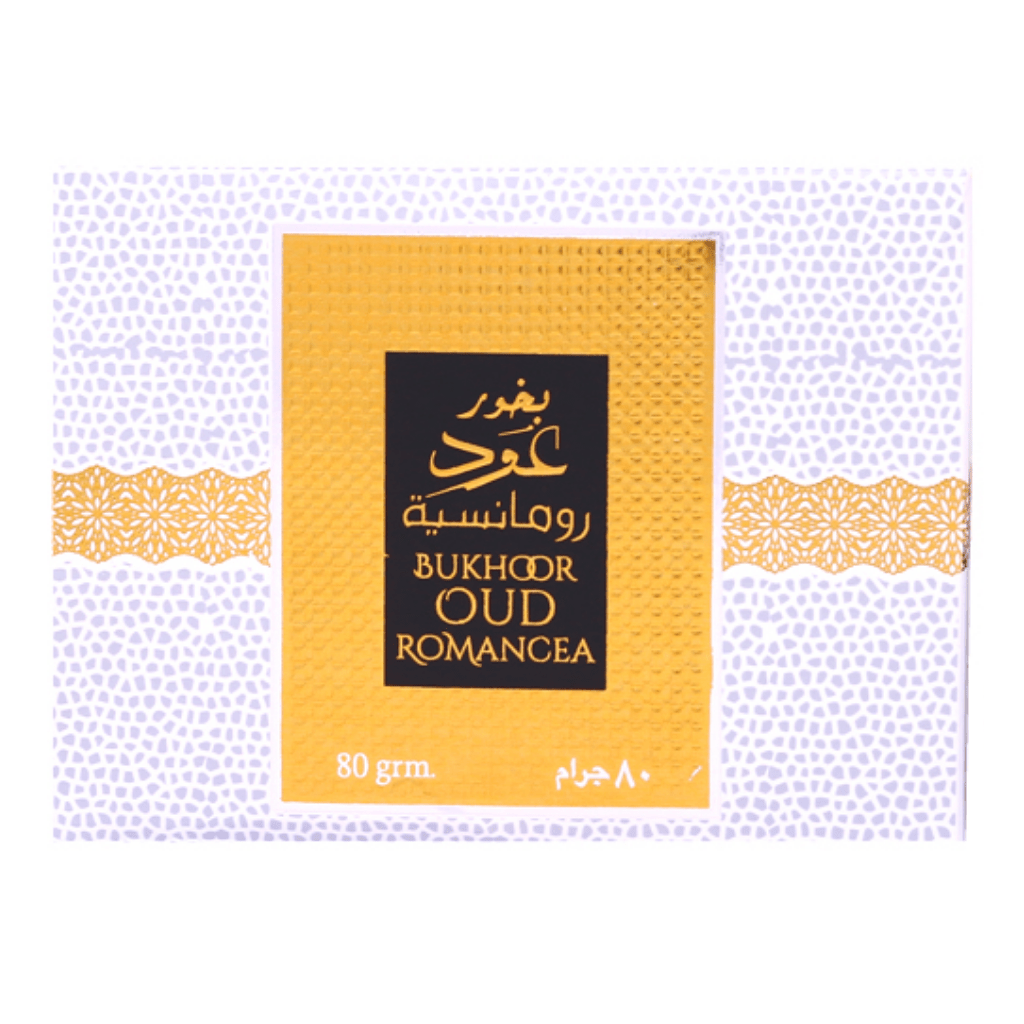 Ard Al Zaafaran Oud Romancea Bakhoor 80GMS, aromatic traditional incense with elegant packaging and rich scent.