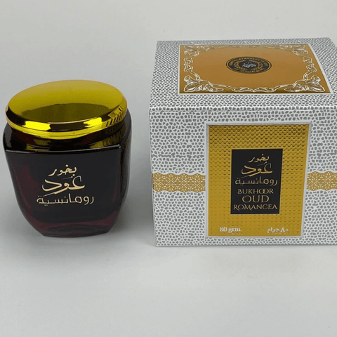 Ard Al Zaafaran Oud Romancea Bakhoor incense packaging with 80GMS, showcasing the elegant box and branding.