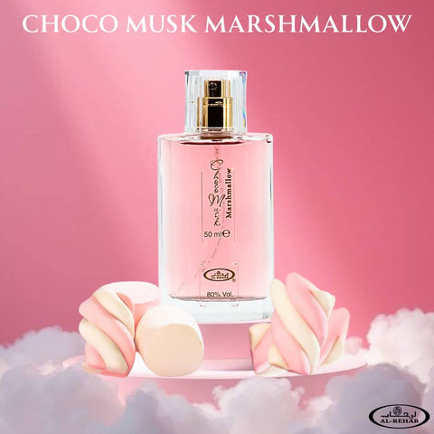 Bundle of Pink Blush Eau De Parfum by Ard Al Zaafaran, Choco Musk Marshmallow Eau De Parfum and Roll-On by Al Rehab, 50ml & 6ml