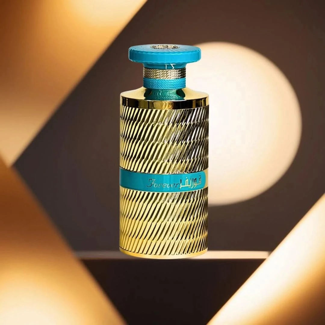Bundle of Ard Al Zaafaran Pink Blush and Forever Gold Eau de Parfum sprays, 100ml, featuring pink and gold packaging.