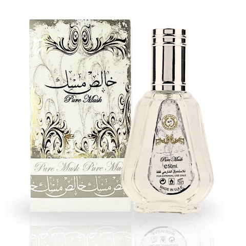Pure Musk EDP by Ard Al Zaafaran, 50ML Eau De Parfum bottle with elegant packaging and fragrance details.