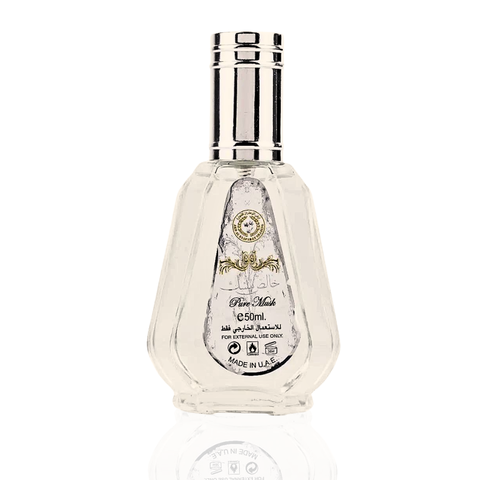 Pure Musk EDP by Ard Al Zaafaran in 50ML bottle, featuring a sleek floral and musky fragrance for women and men.
