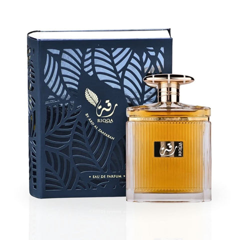 Riqqa Eau de Parfum Spray by Ard Al Zaafaran, 100ml bottle, front view featuring elegant perfume bottle design.