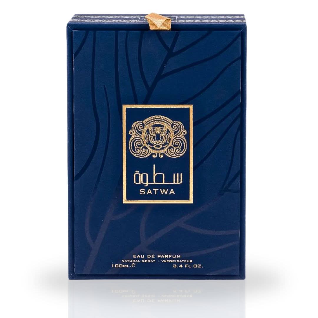 Satwa Eau de Parfum Spray 100ml by Ard Al Zaafaran showing the perfume bottle with elegant design and branding.
