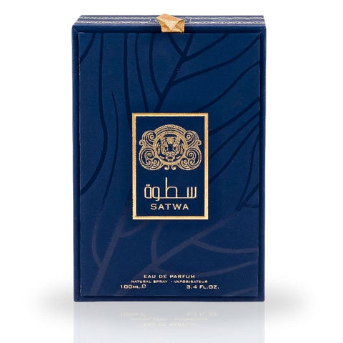 Satwa Eau de Parfum Spray 100ml by Ard Al Zaafaran showing the perfume bottle with elegant design and branding.