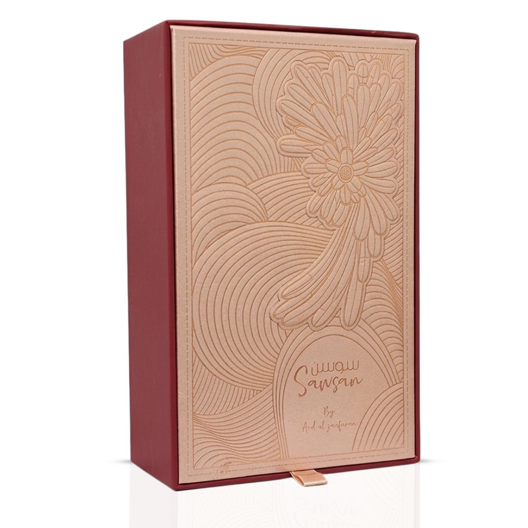 Sawsan Eau de Parfum Spray by Ard Al Zaafaran, 100ml bottle, elegant perfume bottle with decorative cap and floral design.