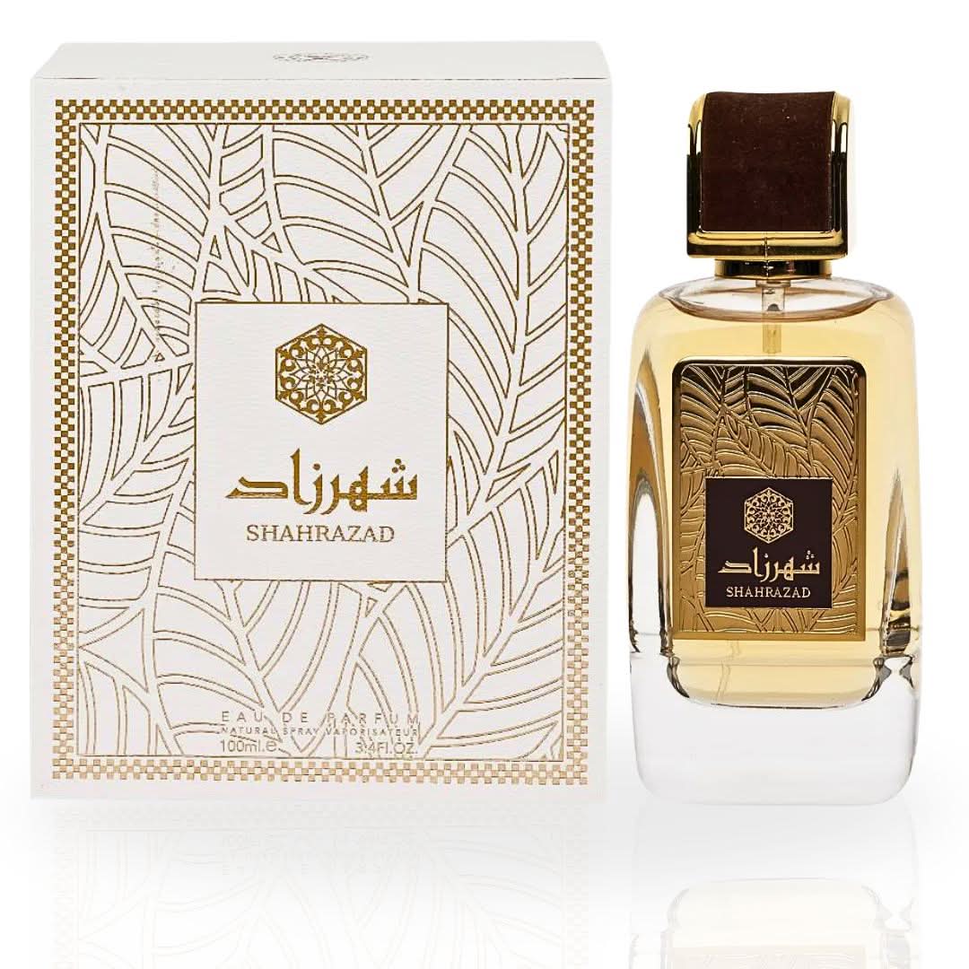 Ard Al Zaafaran Shahrazad EDP spray 100ML perfume bottle with floral and fresh fragrance design.