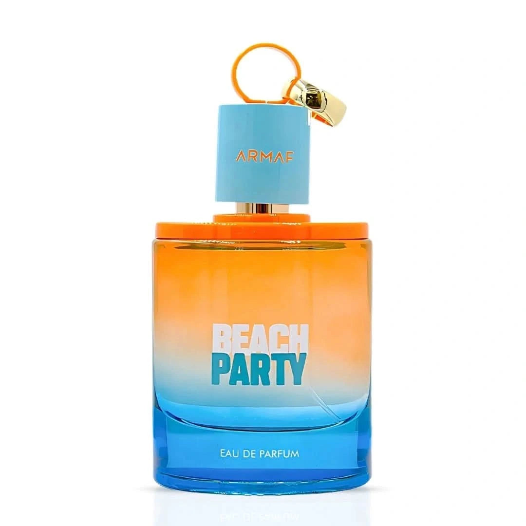Armaf Beach Party Eau de Parfum spray 100ml, featuring floral and citrus notes, with a vibrant beach-themed bottle design.