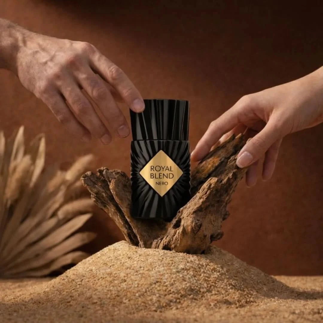 French Avenue Royal Blend Nero Extrait de Parfum spray bottle, 100ml, elegant design and dark amber liquid in a luxurious EDP bottle.