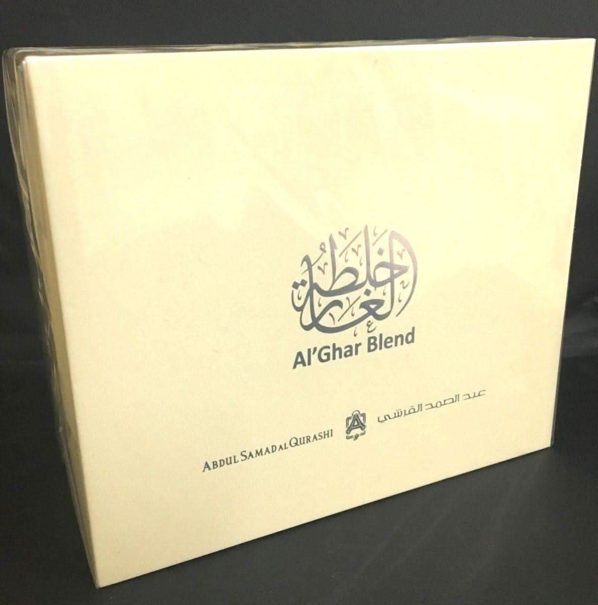 Al Ghar Blend concentrated perfume oil by Abdul Samad Al Qurashi in 12ml bottle with packaging, showcasing the product and branding.