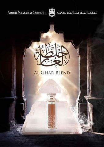 ASQ Al Ghar Blend concentrated perfume oil in 12ml bottle with elegant packaging, featuring the Abdul Samad Al Qurashi branding.