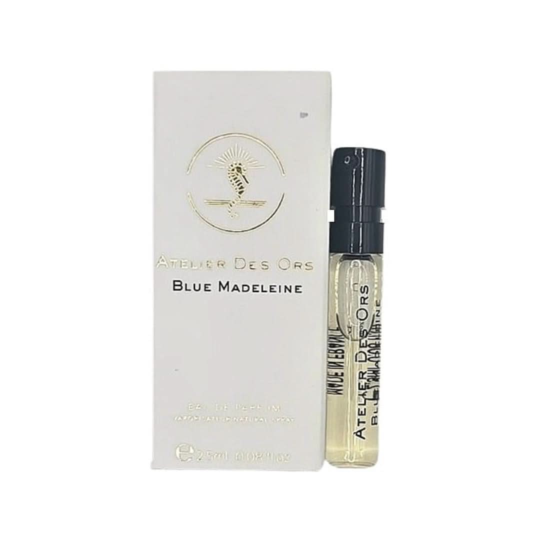 Atelier Des Ores Blue Madeleine Eau de Parfum 2.5 ml – sample spray bottle with blue packaging