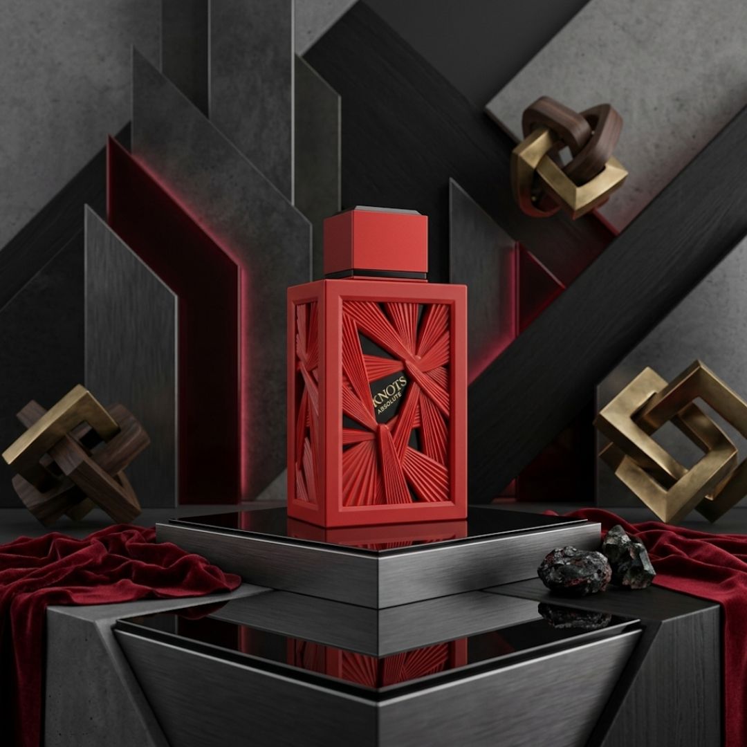 Aura by Aura Knots Absolute Eau de Parfum 100ml spray with branding detail, showcasing the elegant perfume bottle.