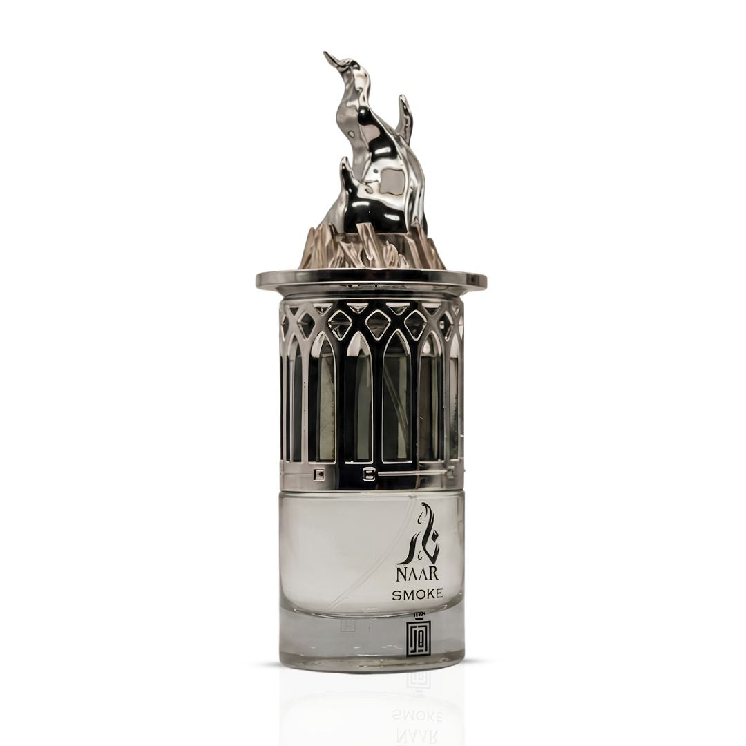 Aura by Aura Naar Smoke Eau de Parfum spray 100ml atomizer, featuring a sleek bottle and elegant design.