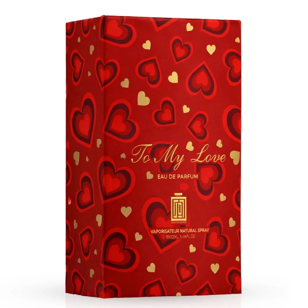Aura Fragrances To My Love Eau De Parfum spray bottle, 100ml, elegant packaging and floral fragrance design.