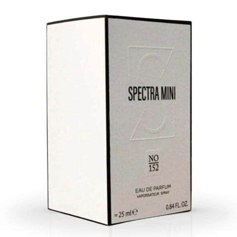 Spectra Mini No. 152 Eau De Parfum Spray 25ml bottle, elegant fragrance in a sleek clear glass bottle with a silver cap.