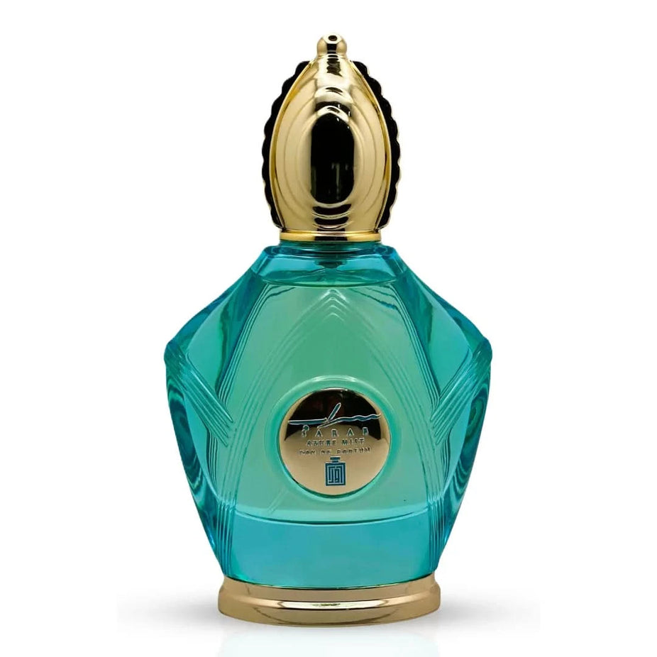 Aura by Aura Sarab Azure Mist Eau De Parfum spray 100ml bottle, elegant design with a light blue fragrance theme.
