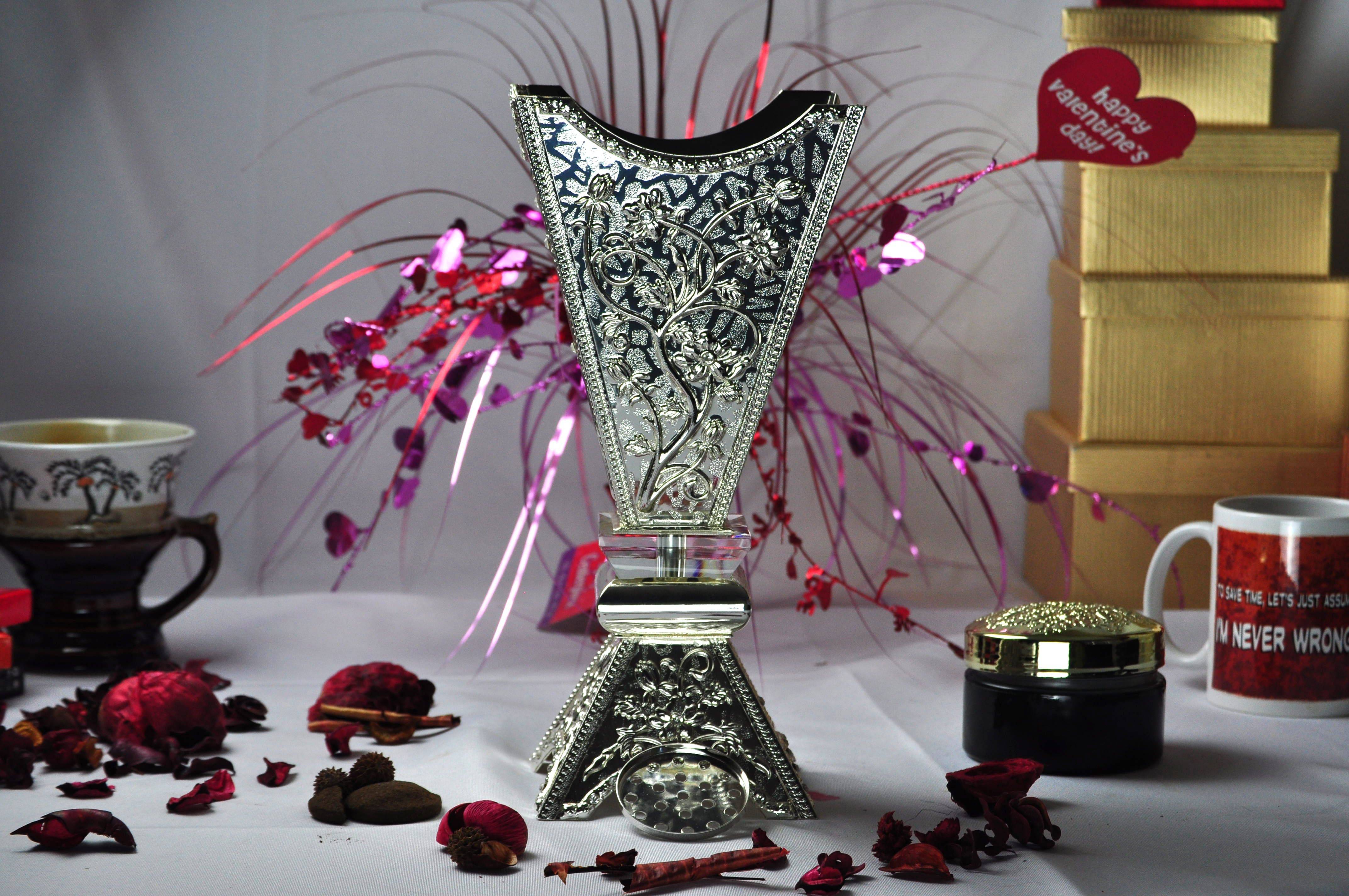 Arab Incense Bakhoor Burner - 12 inch Silver by Intense Oud - Intense oud