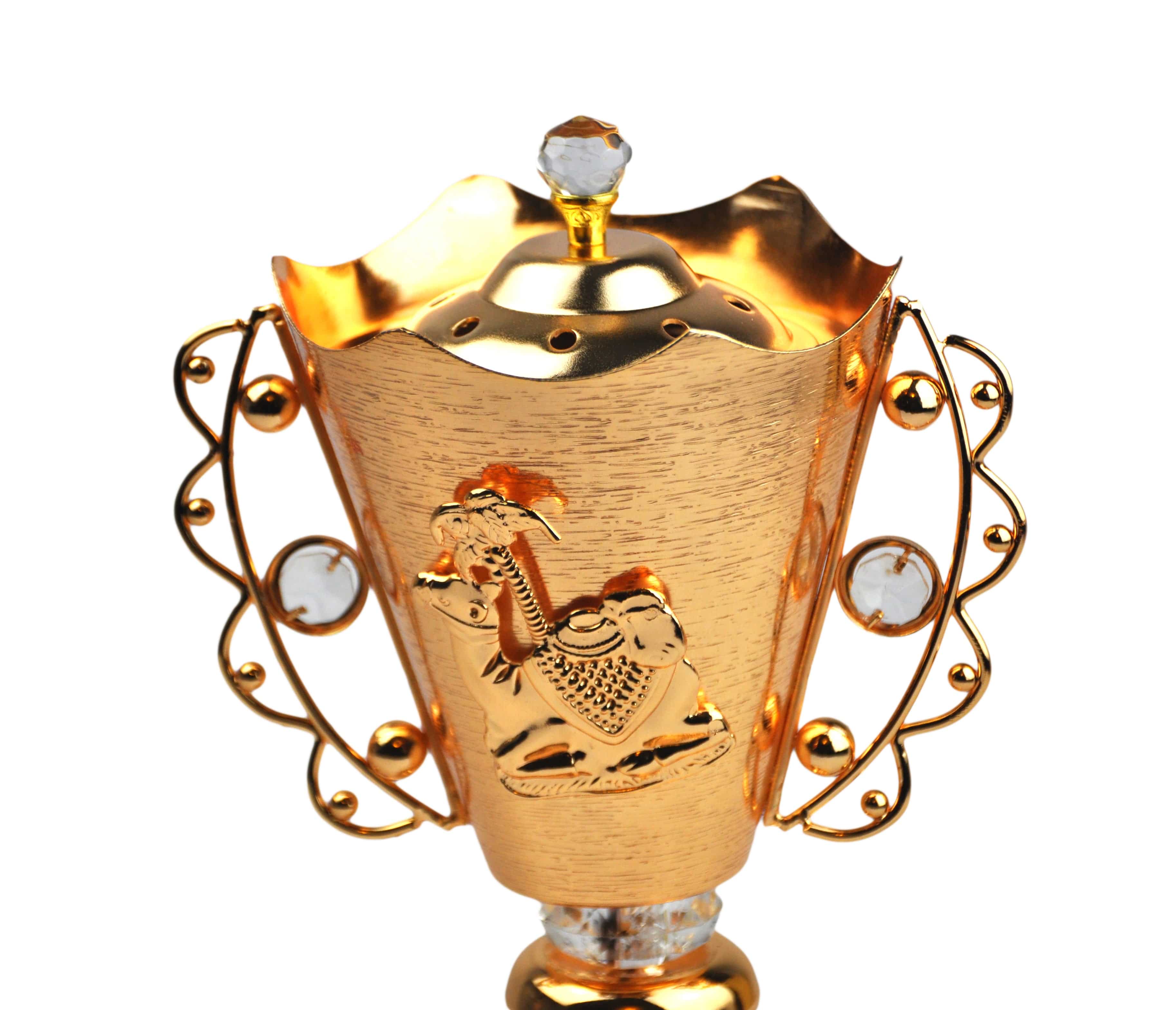 Arab Incense Bakhoor Burner - 8 inch Golden by Intense Oud - Intense oud