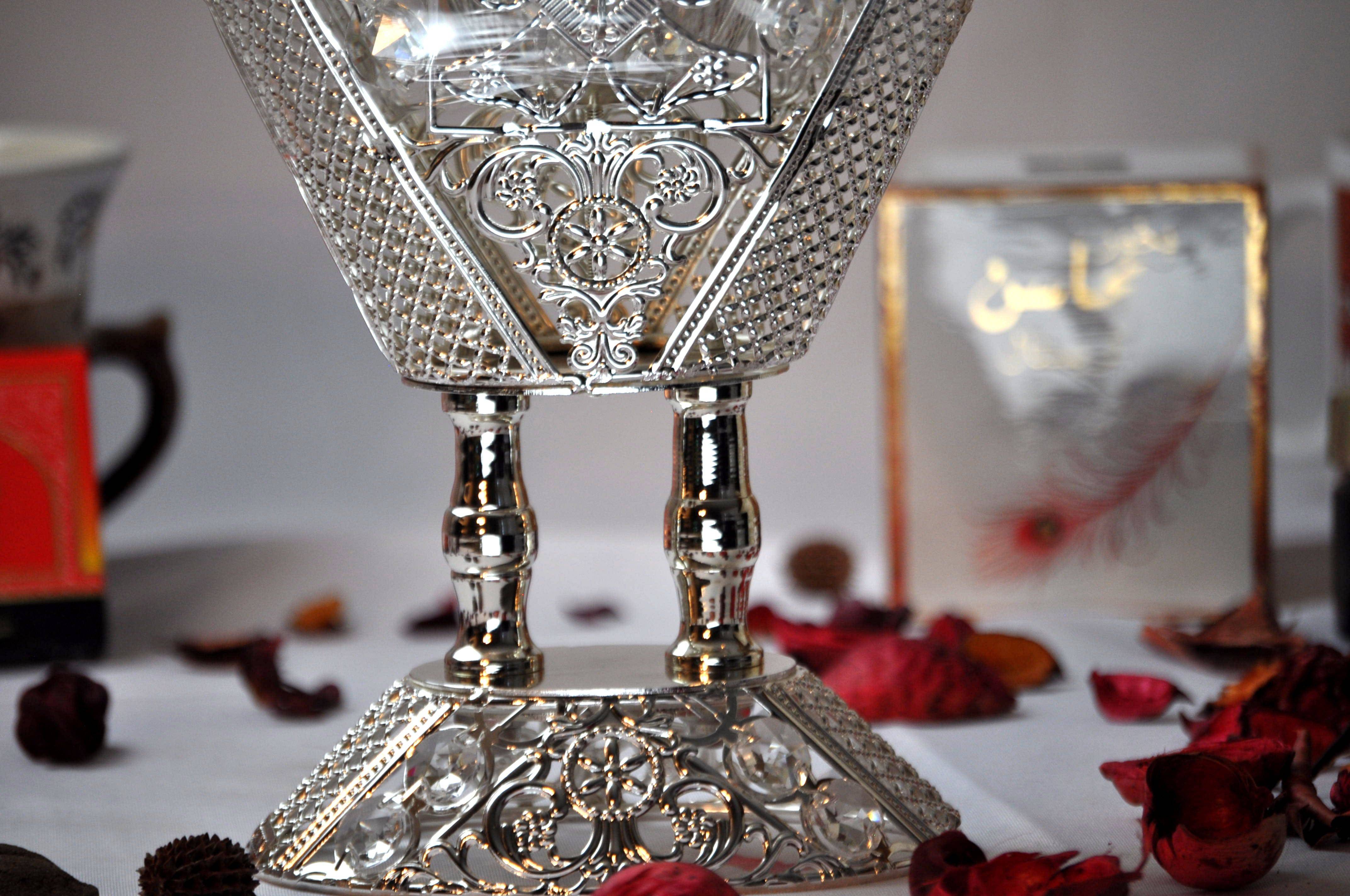 Arab Incense Bakhoor Burner - 9 inch Silver by Intense Oud - Intense oud