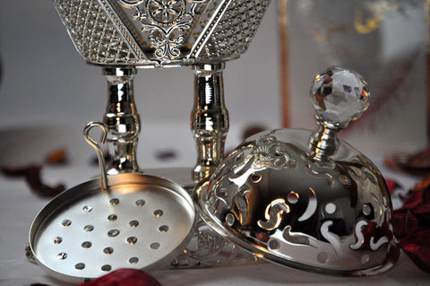 Arab Incense Bakhoor Burner - 9 inch Silver by Intense Oud - Intense oud