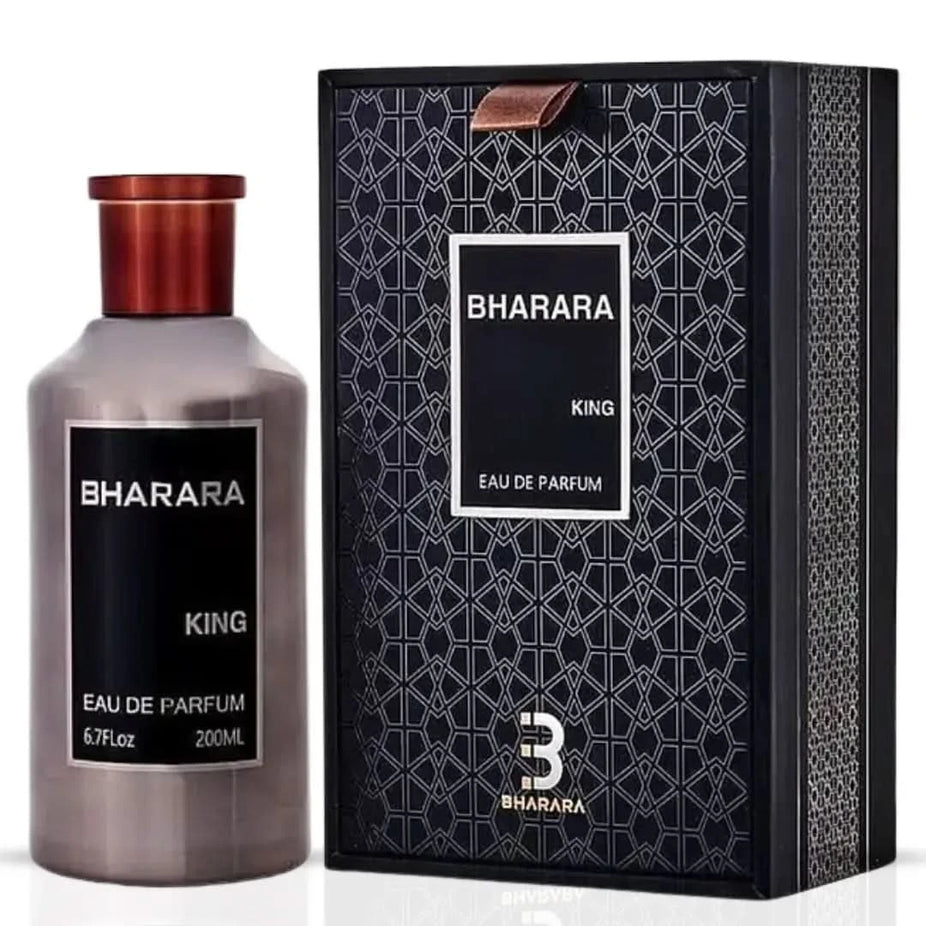 Bharara King Eau de Parfum spray 200ml bottle, elegant design, showcasing the BHARARA brand and luxurious fragrance.