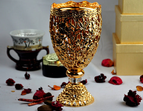 Arab Incense Bakhoor Burner - 10 inch Golden by Intense Oud - Intense oud