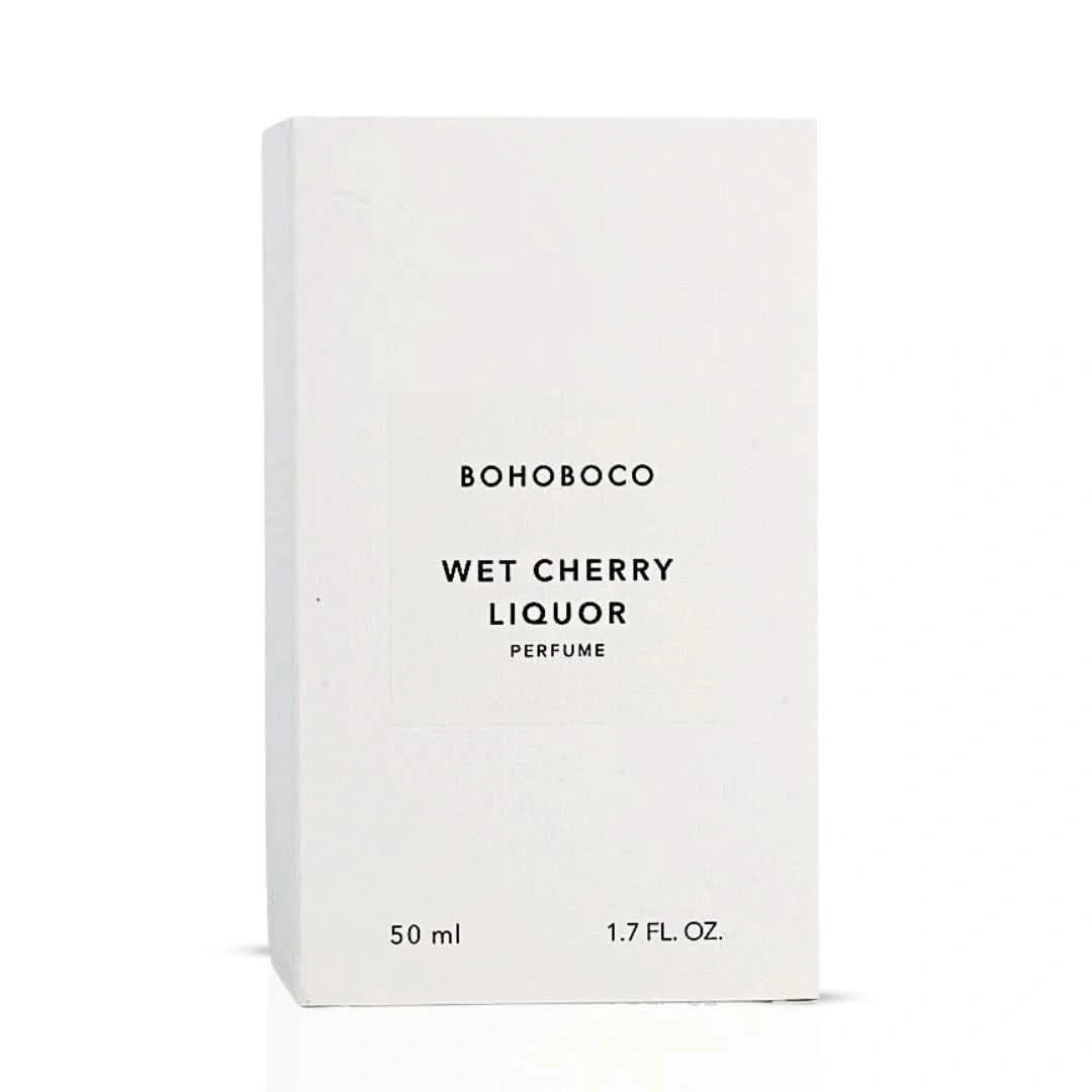 Bohoboco Wet Cherry Liquor Eau de Parfum spray 50ml bottle, showcasing the elegant fragrance packaging and design.