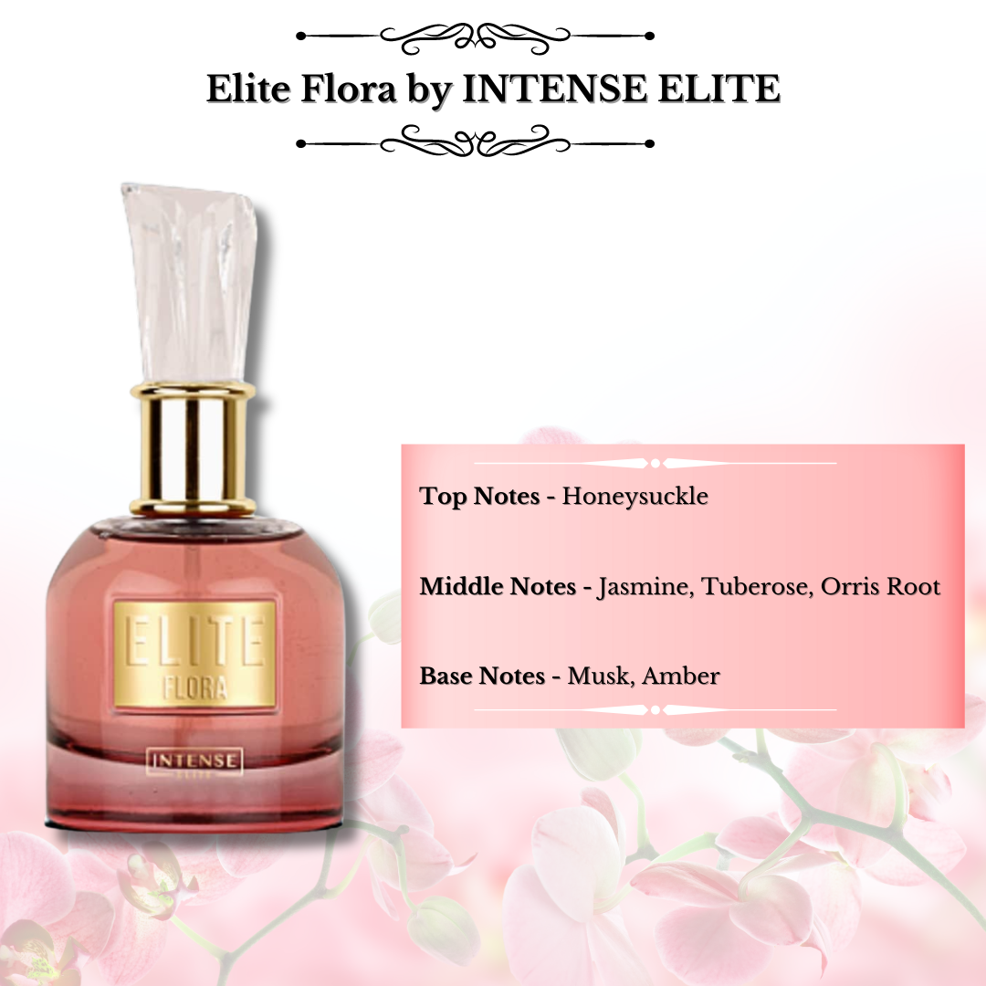 Elite Flora EDP 100ML (3.4 OZ) by Intense Elite & Shaheen Gold EDP 100ML (3.4 OZ) by Lattafa Pride. (BUNDLE) - Intense Oud