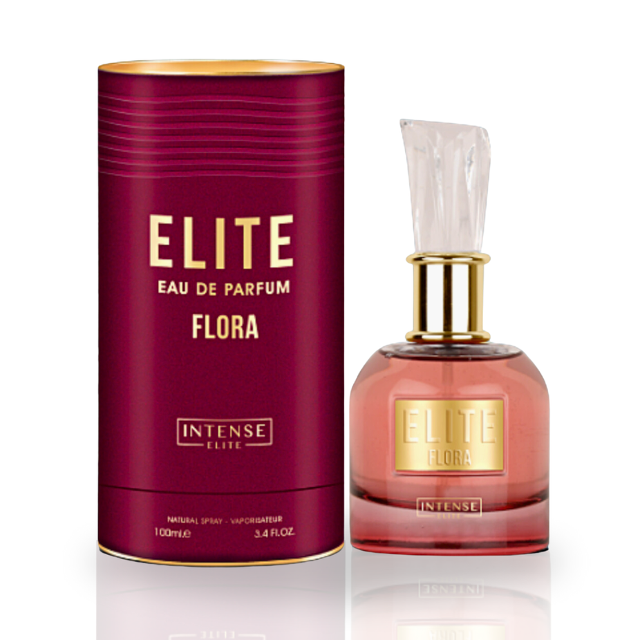 Intense Oud Hareem Al Sultan Gold CPO 35ML and Elite Flora EDP 100ML fragrance bundle, featuring luxurious perfume bottles.
