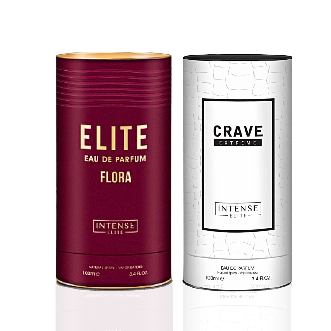 Elite Flora For Women EDP 100ML (3.4 OZ) By Intense Elite & Crave Extreme For Men EDP 100ML (3.4 OZ) By Intense Elite. (VALUE PACK) - Intense Oud