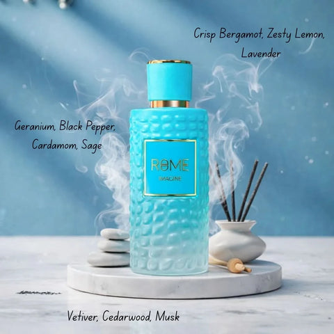 Rome Imagine Mast Perfume 2-piece fragrance gift set featuring two elegant bottles with sleek designs and branded packaging.
