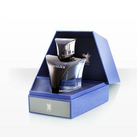Arabian Oud Cavalier for Men Eau De Parfum 100ML bottle, elegant packaging and perfume spray for men.