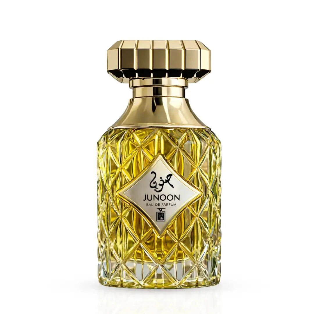 Junoon Desire Eau De Parfum spray by Aura Fragrances, 100ml bottle, showcasing elegant perfume packaging and design.