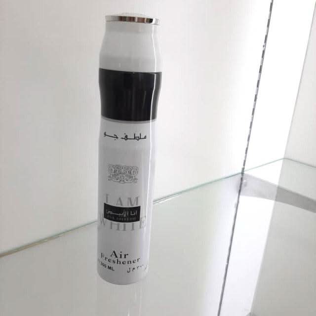 Lattafa Ana Abiyedh air freshener 300ML bottle with elegant design and fresh fragrance, displayed on a neutral background.