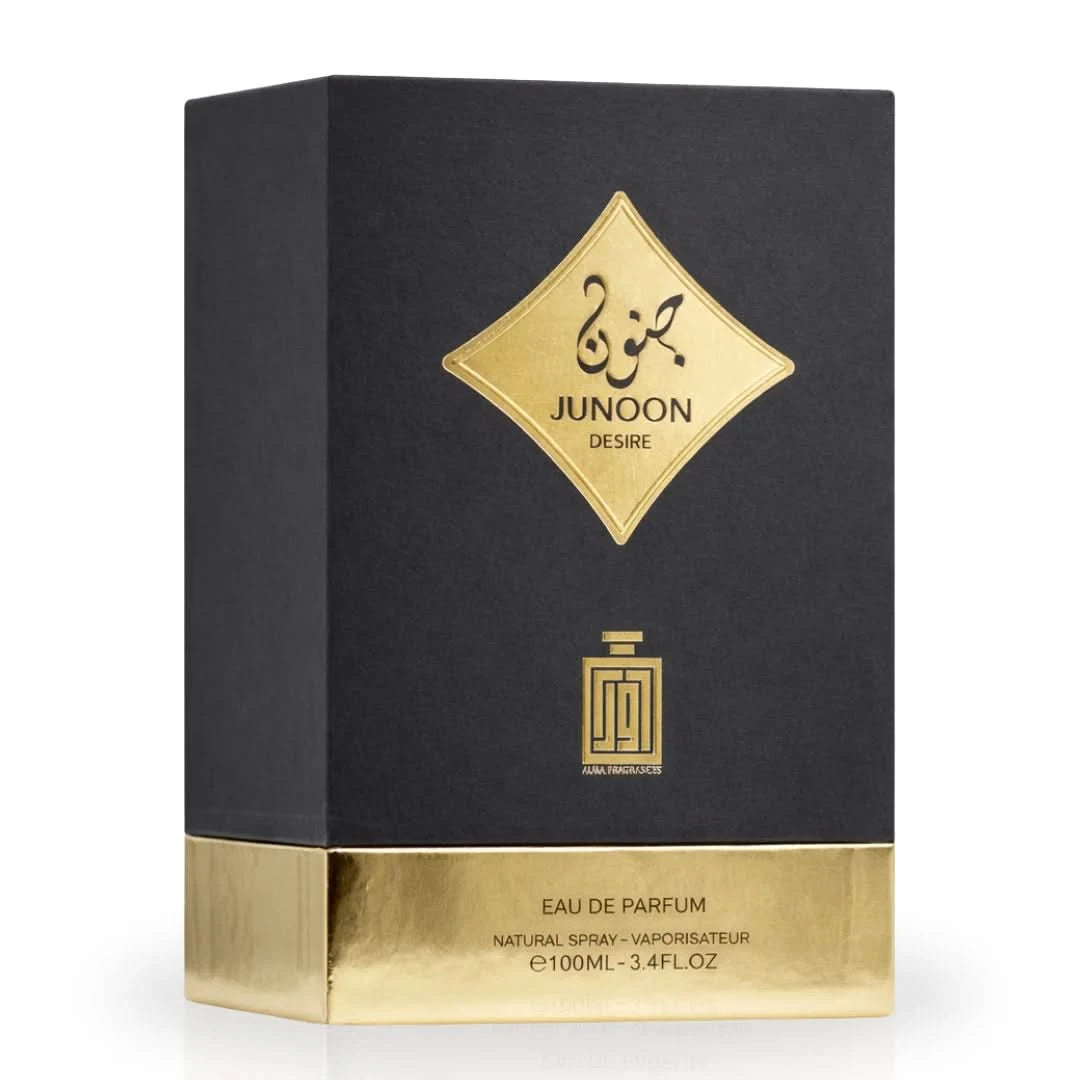 Aura Fragrances Junoon Desire Eau De Parfum spray bottle, 100ml (3.4 oz), sleek packaging of the EDP perfume.