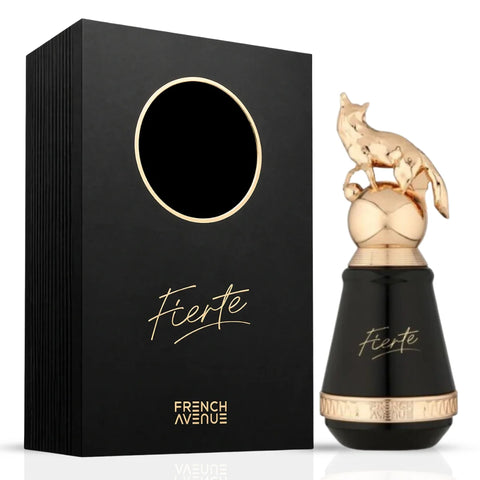 French Avenue Fierte Eau de Parfum Spray 100ml, elegant perfume bottle with floral and citrus notes.