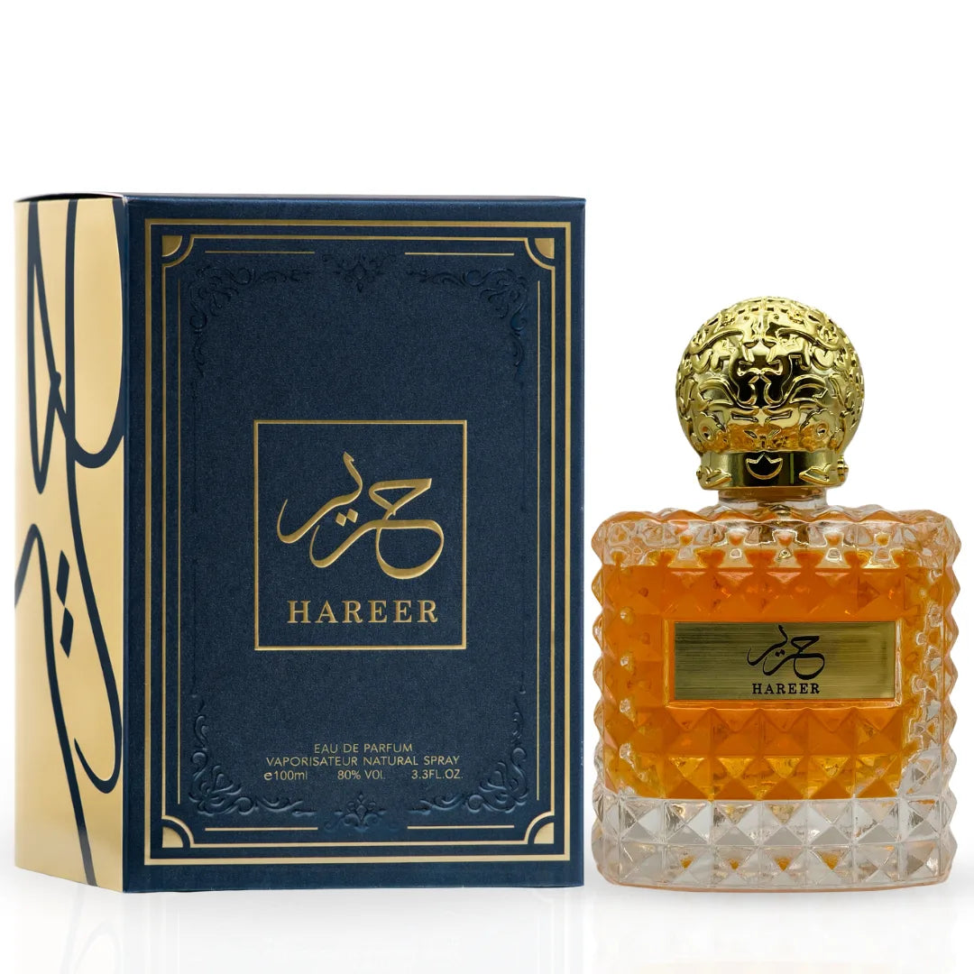 Aura Fragrances Hareer Pink Rose & Dream Eau De Parfum collection bottles, 100ml, featuring elegant perfume sprays with floral scents.