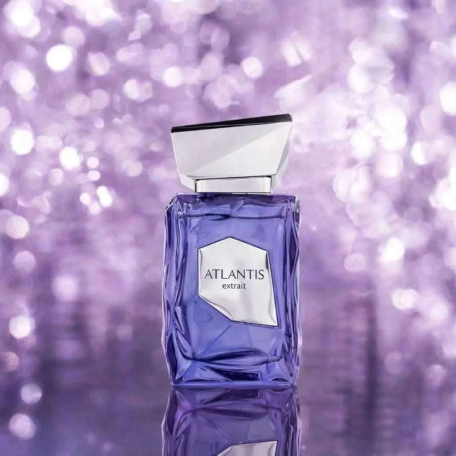 French Avenue Atlantis Extrait de Parfum Spray 100ml, elegant EDP bottle with a sleek design and gold accents.
